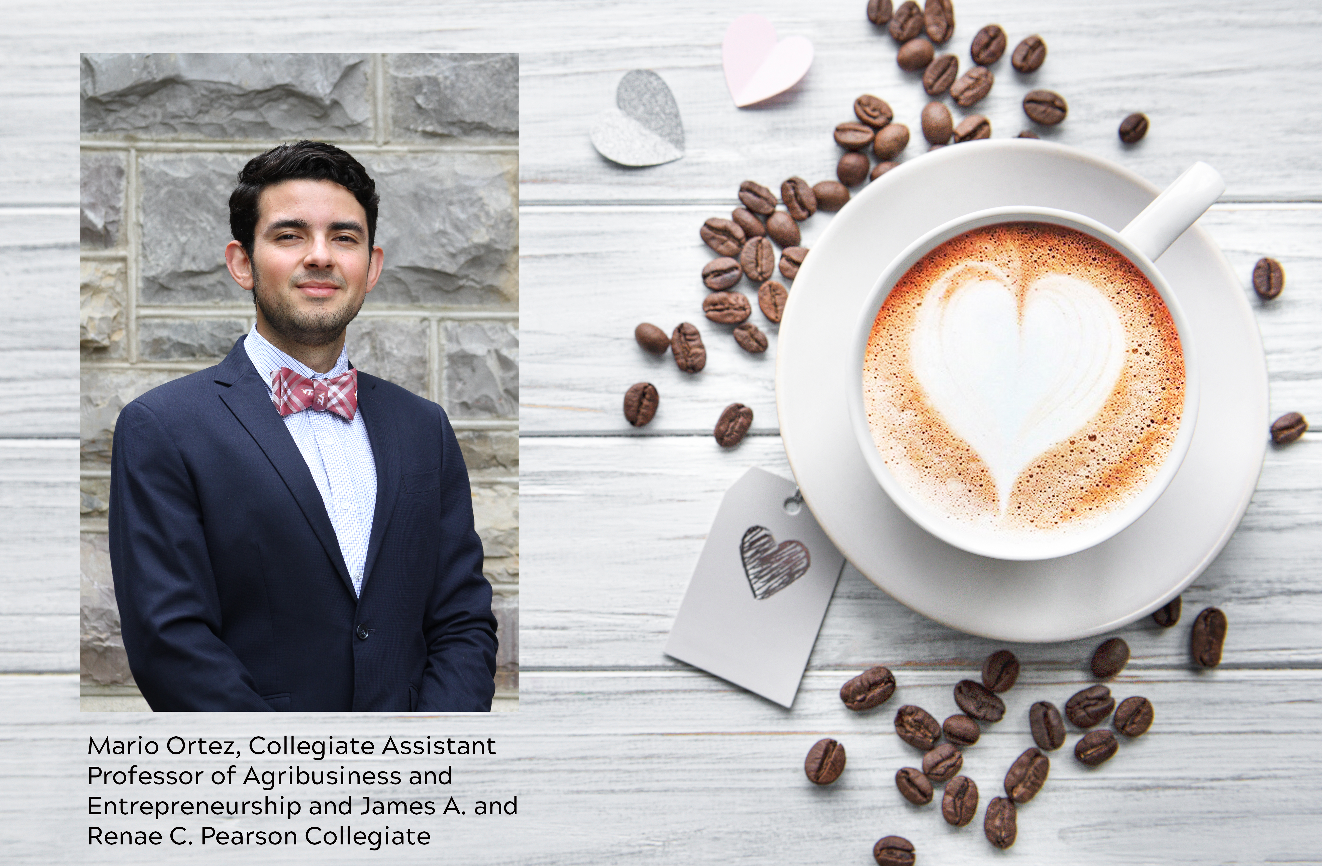 Adobe stock photo. Image of Mario Ortez and cup of coffee with a heart